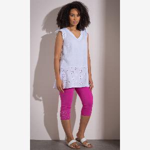 Klass Embroidered Back Tie Cotton Tunic White Womens