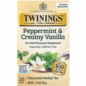 Twinings Flavored Herbal Tea Peppermint  Creamy Vanilla Caffeine Free 20 Tea Bags 141 oz 40 g