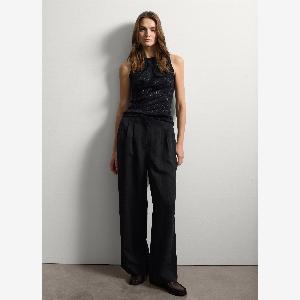 Sconto del 40% su pantaloni neri in lyocell Stefanel taglia 48 8053145589789