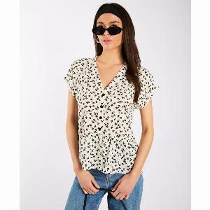 Ivory Floral Tiered Hem Top  Size 10