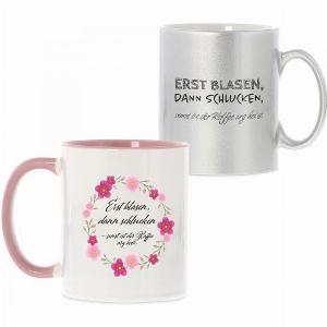 Keramiktasse Erst blasen dann schlucken sonst ist der Kaffee arg heiß