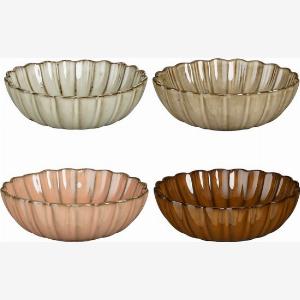Mica Decorations Korfu Schale  Sortiert 4  H5 x Ø145 cm  Keramik  Braun Beige Hellrosa Grau
