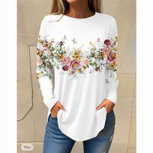 Womens colored plaid digital print long sleeve Tshirt