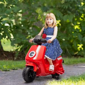AIYAPLAY Kinder ElektroMotorrad 6V Kindermotorrad mit Scheinwerfer Musik Vor und Rückwärtsgang Trainingsräder 153 kmh Elektromotorrad für 153 Jahre Kinder Rot Aosom