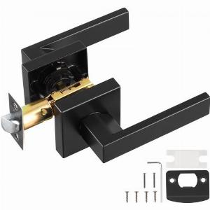VEVOR Passage Door Handle 1 Pack Matte Black Door Lever Left or Right Handing Reversible Lever NonLocking 45 Rotation to Open Universal Square Interior for Hallways Closets Meeting Spaces