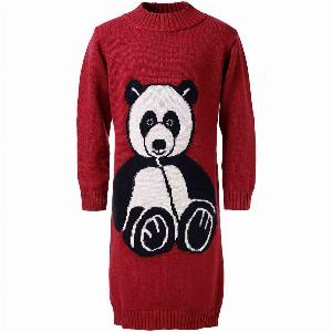 19 Rabatt auf Rotes Strickkleid für Mädchen mit PandaMotiv