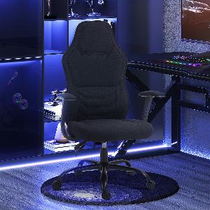 HOMCOM Fauteuil gamer à roulettes  fauteuil de bureau  hauteur assise réglable accoudoirs  dossier inclinable  noir