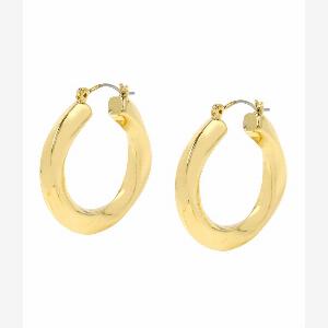 STEVE MADDEN Womens Woven Twist Medium Hoop Earrings in Metallic Gold