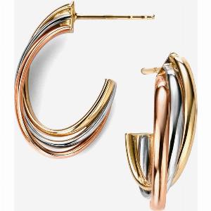 Enjoy 30 Discount on 9ct Gold Three Colour Hoop Earrings GE2010