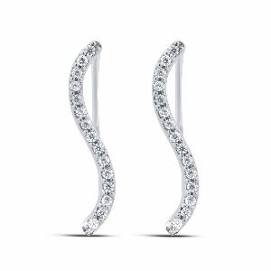 S  Shaped Sterling Silver Lab Grown Diamond Crawler Earrings  Sterling Silver 13 ct tw