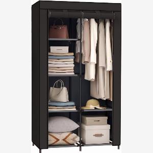 Brixy Kleiderschrank  Kleiderschrank  Faltbarer Kleiderschrank  Faltbarer Stoffschrank  Campingschrank  88 x 45 x 168 cm  Schwarz