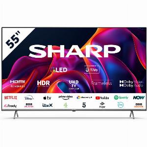 Sharp 4TC55GM6141KB 55 Inch 4K UHD Quantum Dot Frameless Smart TiVo TV 2024