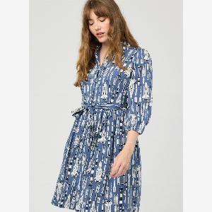 Joanie Clothing Andi Rocket Print Shirt Dress US 14