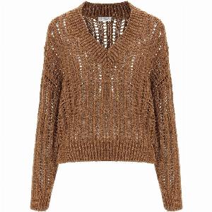 Get 50 Off Brunello Cucinelli Womens Ribbed Sweater in R Brown