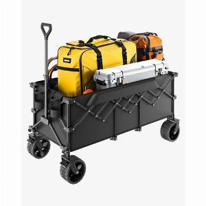 VEVOR Foldable Wagon with Extended Tailgate 450lbs  300L Large Capacity Collapsible Wagon Cart Heavy Duty Folding Utility Carts with AllTerrain Wheels Outdoor Garden Cart for Groceries Camping