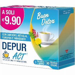 Depur Act bevanda solubile con funzione depurativa e contro i gas intestinali 30 bustine
