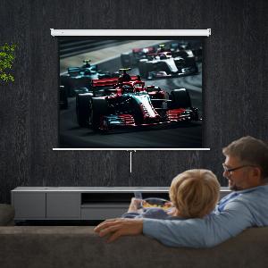 HOMCOM Écran de projection de 84 pouces écran vidéoprojecteur 43 4K HD fixation mur ou plafond 181l x 8P x 138H cm blanc