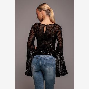 Get 13 Off Goddiva Black Sequin Starburst Cape Sleeve Top Today