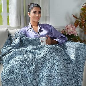 Hush Haven Pure Cotton Waffle Throw Blanket with Fringes