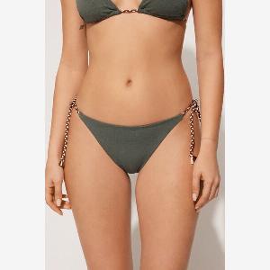 Tezenis Bas de bikini brésilien avec lacets Tiki Texture Femme Vert Taille S