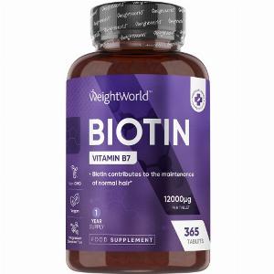 Enjoy 28 Discount on WeightWorld Biotin 12000mcg  365 Tablets for Hair Skin and Nails