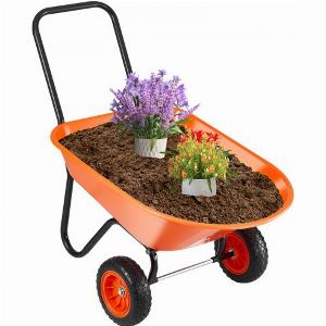 VEVOR Wheelbarrow Cart 5 Cu Ft Load  397 lbs Capacity 2 Wheels Garden Dump Cart Garden Wagon with Handle   10  Wide Track Wheels Easy Loading Utility Yard Cart  Wagons for Outdoor Lawn Yard