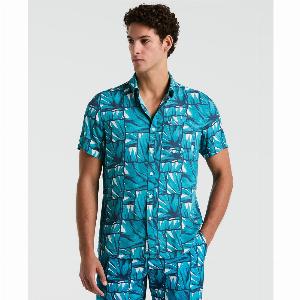 Agave Tile Print Short Sleeve Shirt In Exotic Plume