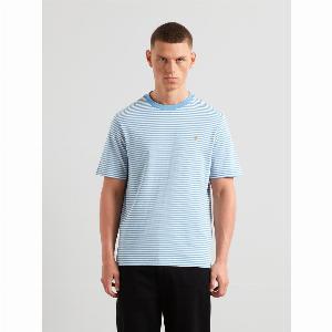 Rushden Striped TShirt In Reef Blue