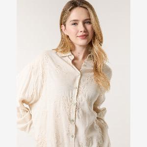 Embroidered Linen Shirt  SM  Linen