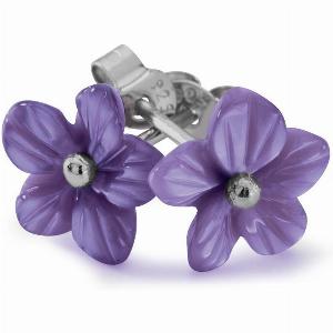 Sterling Silver Amethyst Tuberose 10mm Pansy Stud Earrings Silver