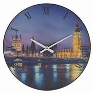 Hometime House of Parliament Design Glass Wall Clock 30cm  Violet