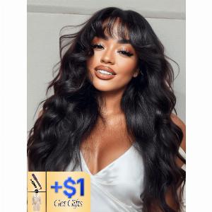 1 Get Gift  Nadula Flash Sale Yaki Straight Hair With Bang Put On and Go Beginner Friendly Glueless Human Hair Wig