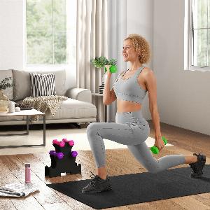 Promotion de 28  Ensemble dhaltères hexagonaux SPORTNOW avec support