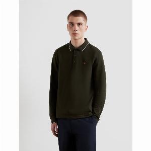 Get 30 Off Elton Tipped Long Sleeve Polo Shirt in Evergreen Shade