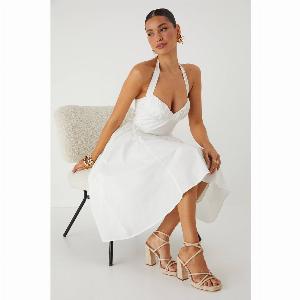 Womens Strappy Square Toe Platform High Block Heel Sandals  stone  7 Stone