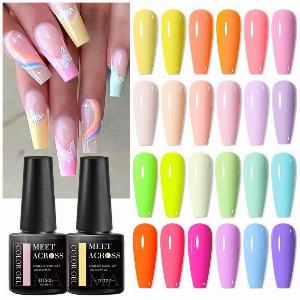 MEET ACROSS Glitter Nail Gel Polish Popular Nude Pink Red Blue Glitter Gel Polish Colorful Gel For Starter Manicure Nail Art Salon DT312