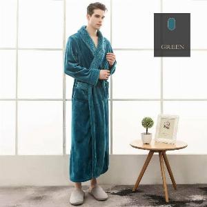 Bademantel Flanell  langer Saunamantel mit Taschen und Kragen in Waffeloptik  weicher Morgenmantel  Langbademantel  Petrol  XL