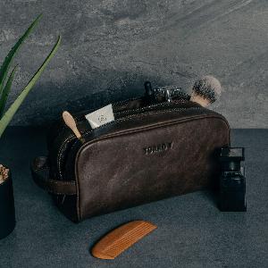 Enjoy a 20 Discount on a Dark Brown Leather Wash Bag