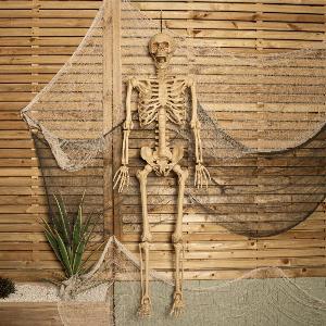 5ft 150cm Posable Full Body Halloween LED Skeleton Decoration with Movable Joints and LED Eyes