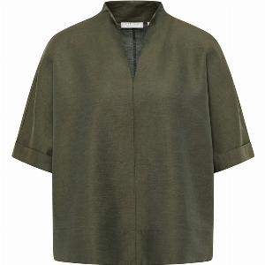50 Rabatt auf olivefarbene einfarbige Leinenbluse