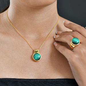 EverTrue AAA Malachit Schmuckset  30 ct