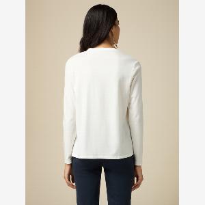 Oltre  Tshirt bimaterica maniche lunghe Donna Bianco Taglia S
