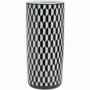 Aiken Ceramic Geometric Print Umbrella Stand In Black And White