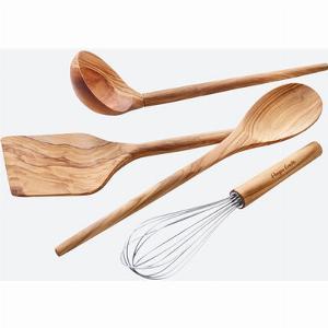 Élégants ustensiles de cuisine en bois dolivier de qualité supérieure