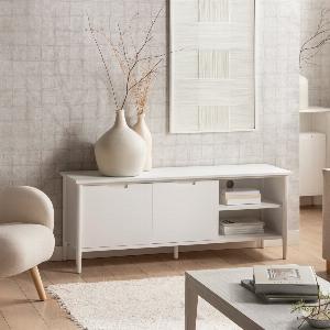 22 Rabatt auf Kenan TVMöbel 140 cm in Weiß aus Kiefern und Birkenholz