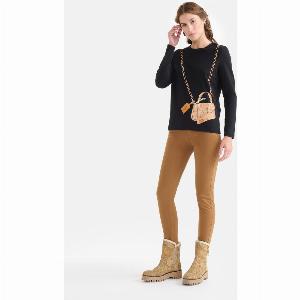 Tshirt in jersey di cotone stretch con stampa tracolla Nera