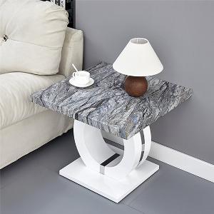 Enjoy 56 Discount on Halo High Gloss Lamp Table with Marble Finish