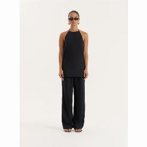 Black Linen Blend Straight Leg Trouser Daisy