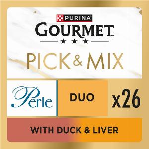 GOURMET Perle Duo in Gravy with Duck  Liver Adult Wet Cat Food 26x85g