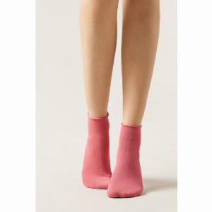 Calzedonia Chaussettes basses en coton sans bordure Femme Rose Taille 3638